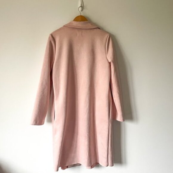 Zara Faux Suede Lapel Collar Coat Trench Jacket Blush Pink Size Medium - Picture 9 of 14